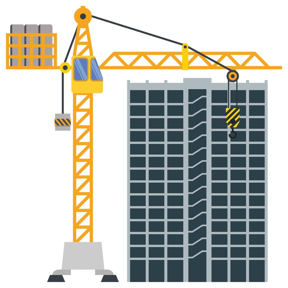 Construction building tower crane illustration vector