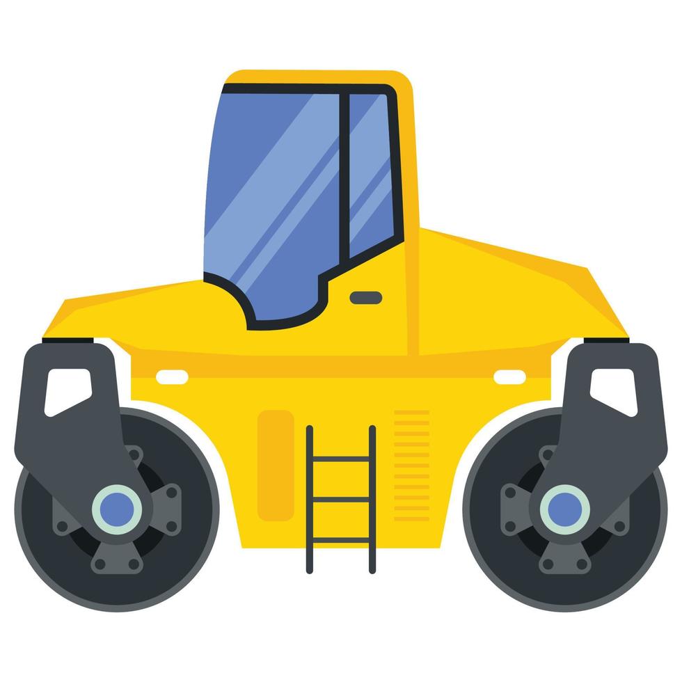 Illustration for construction machinery vehicle road roller. vector