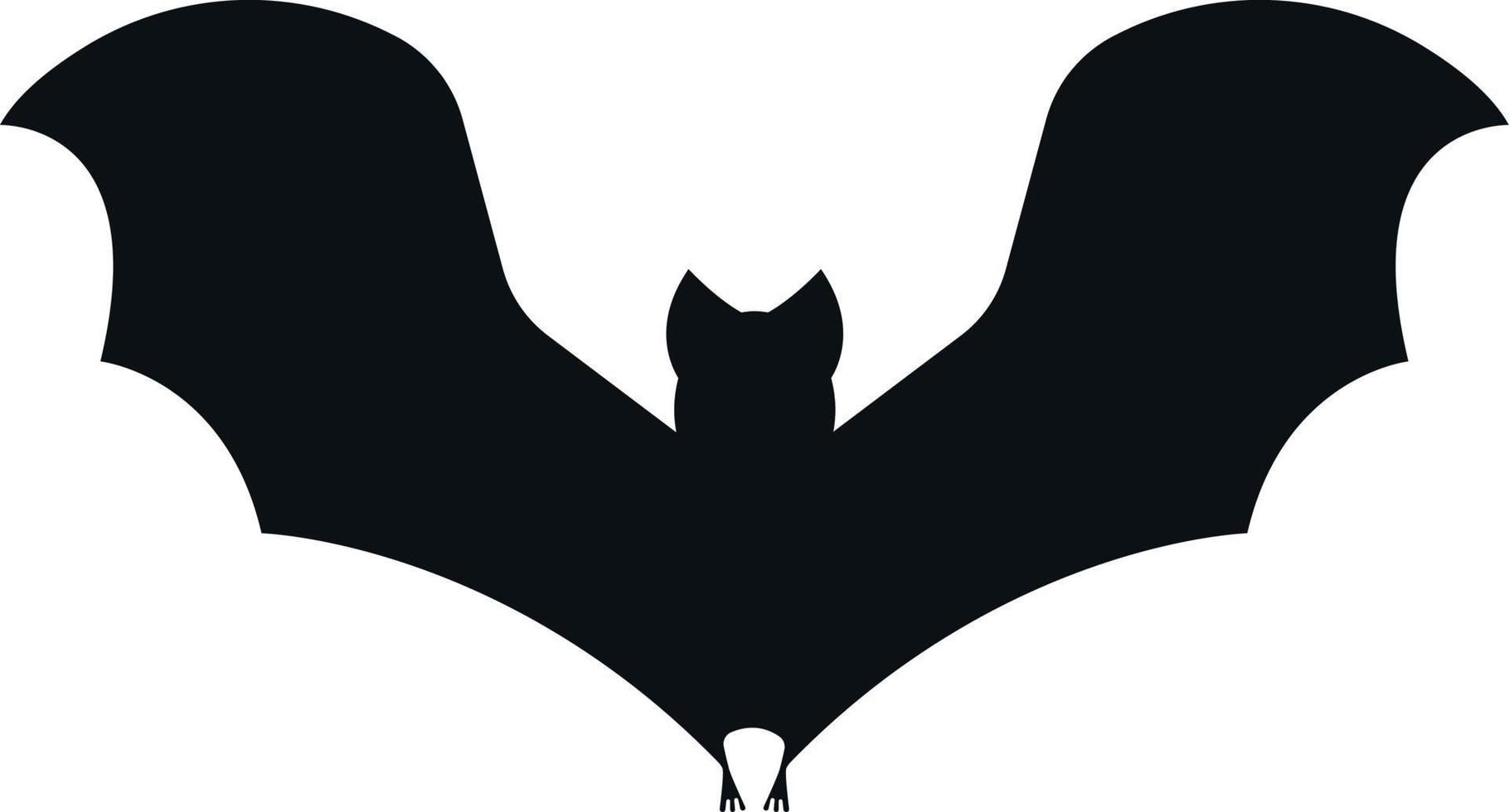 The image of the silhouette of a bat. A bat with outstretched wings. A blood-sucking flying animal. A Halloween symbol. Vector illustration isolated on a white background