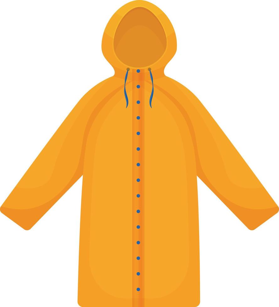 A bright yellow raincoat for protection from the rain. Raincoat for walking in rainy weather. Vector illustration isolated on a white background