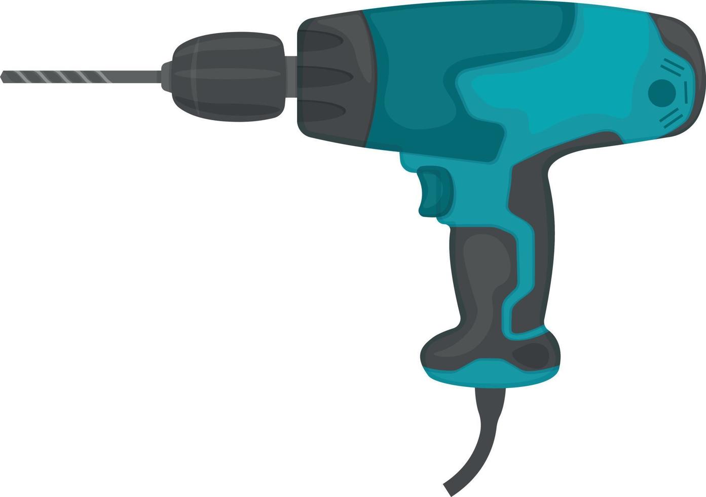 Drill screwdriver . The electric drill is green. Manual mains power tool for drilling holes.Vector illustration isolated on a white background vector