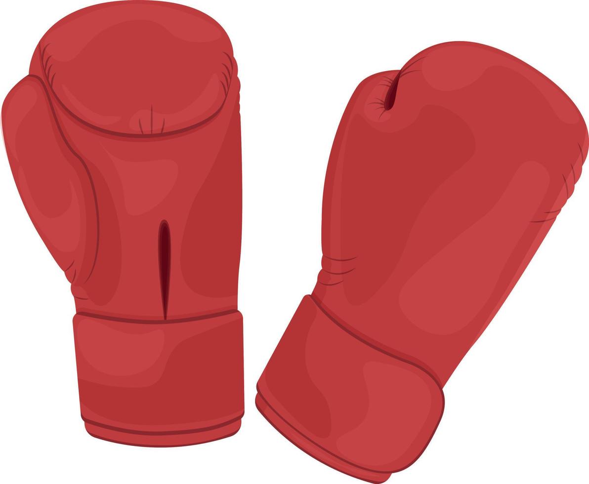 Sports gloves for boxing. Boxing gloves are red. Sports equipment for martial arts. Gloves for boxing, Thai boxing. Vector illustration isolated on a white background