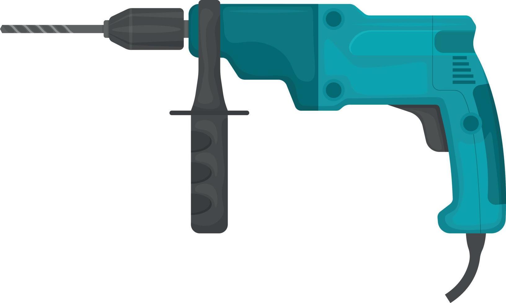 Drill. The electric drill is green. Manual power tool for drilling holes.Vector illustration isolated on a white background vector