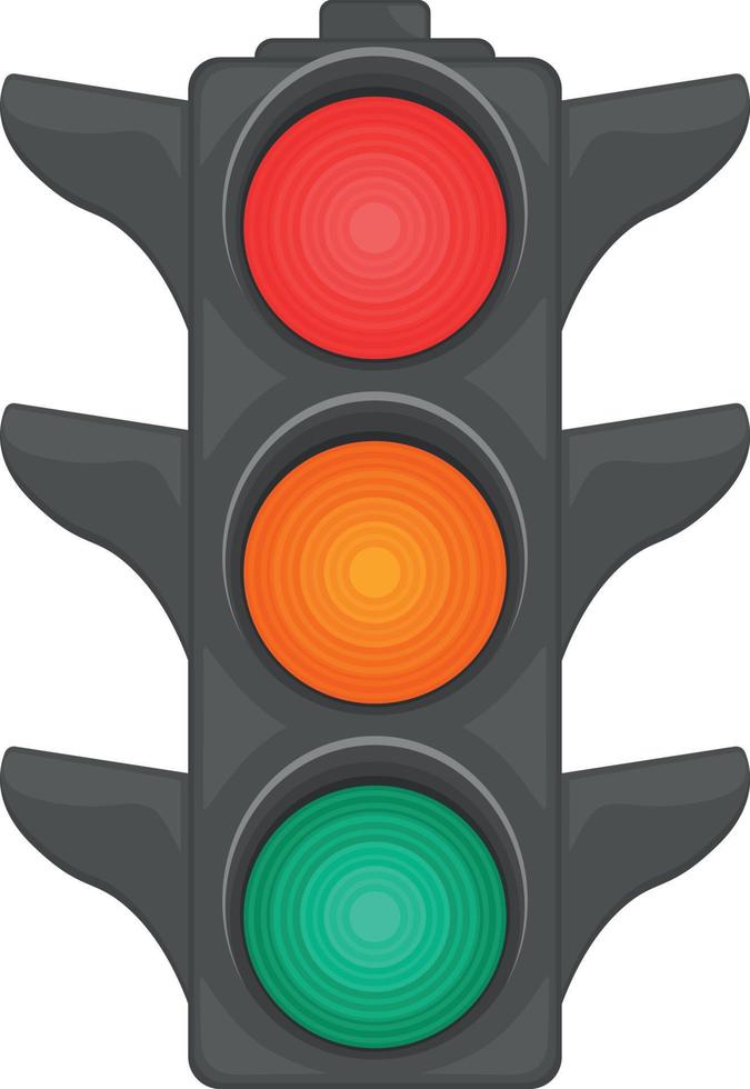 Traffic light. An illustration depicting a traffic light with round red, yellow and green lanterns. A device for regulating traffic. Vector illustration isolated on a white background