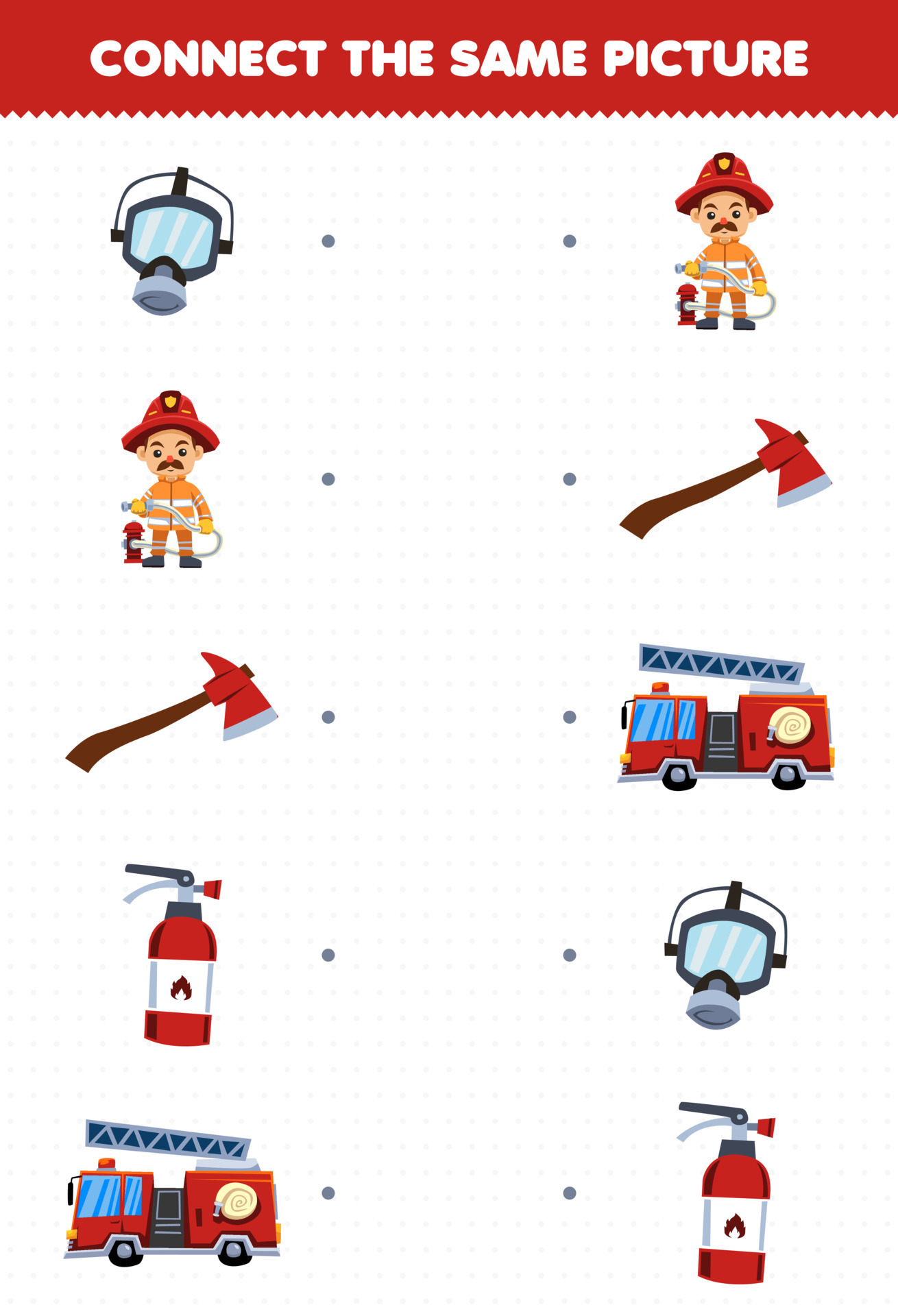 Education game for children connect the same picture of cute cartoon