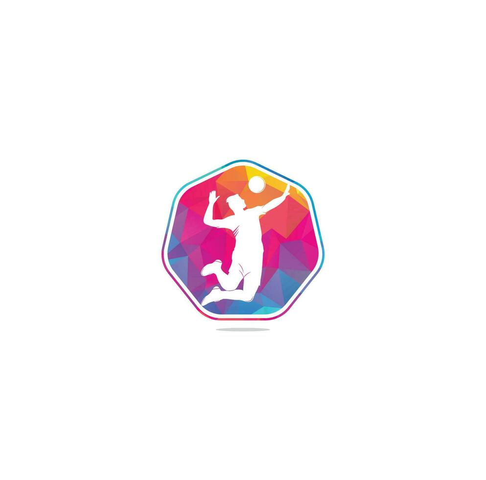 volleyball player logo.Abstract volleyball player jumping from a splash. Volleyball player serving ball. vector