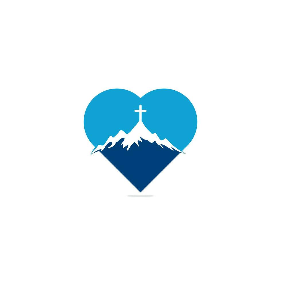 church logo designs with mountain, minimalist logo. People church vector heart shape concept logo design template. Church and Christian organization logo.