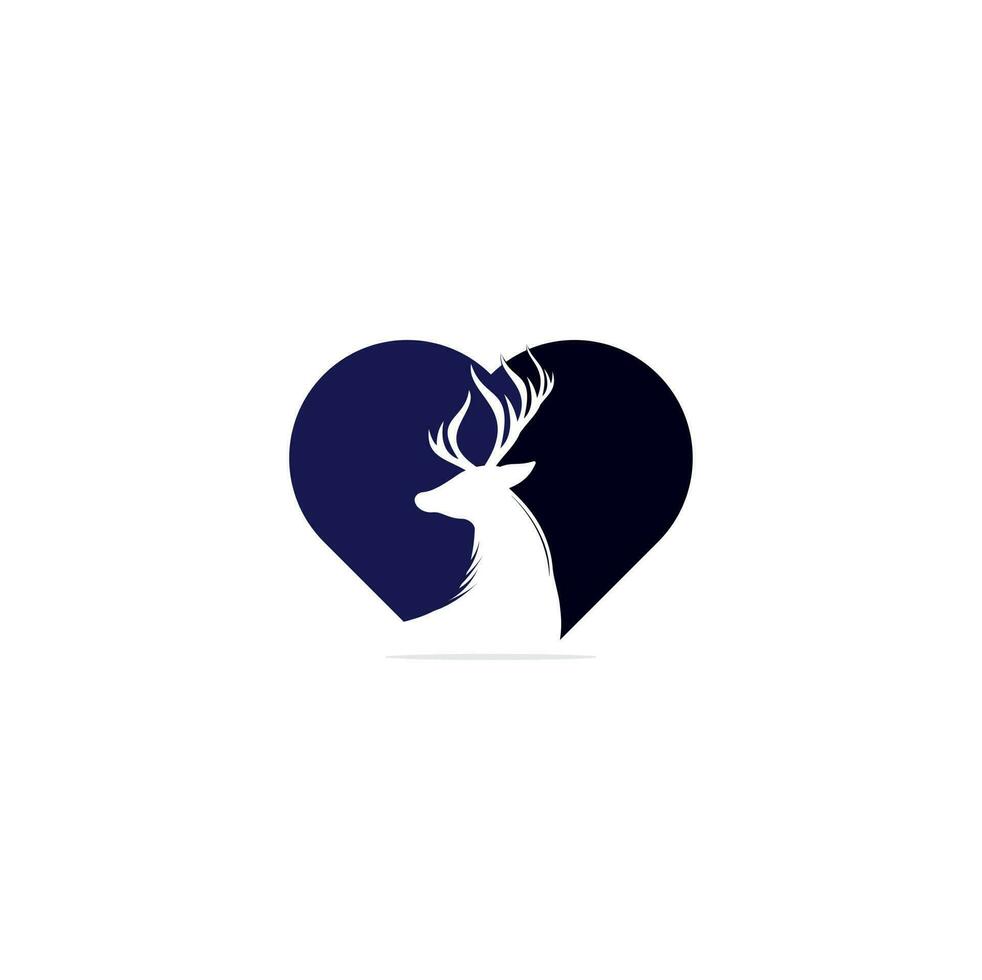 Deer head heart shape concept Logo Design template. vector