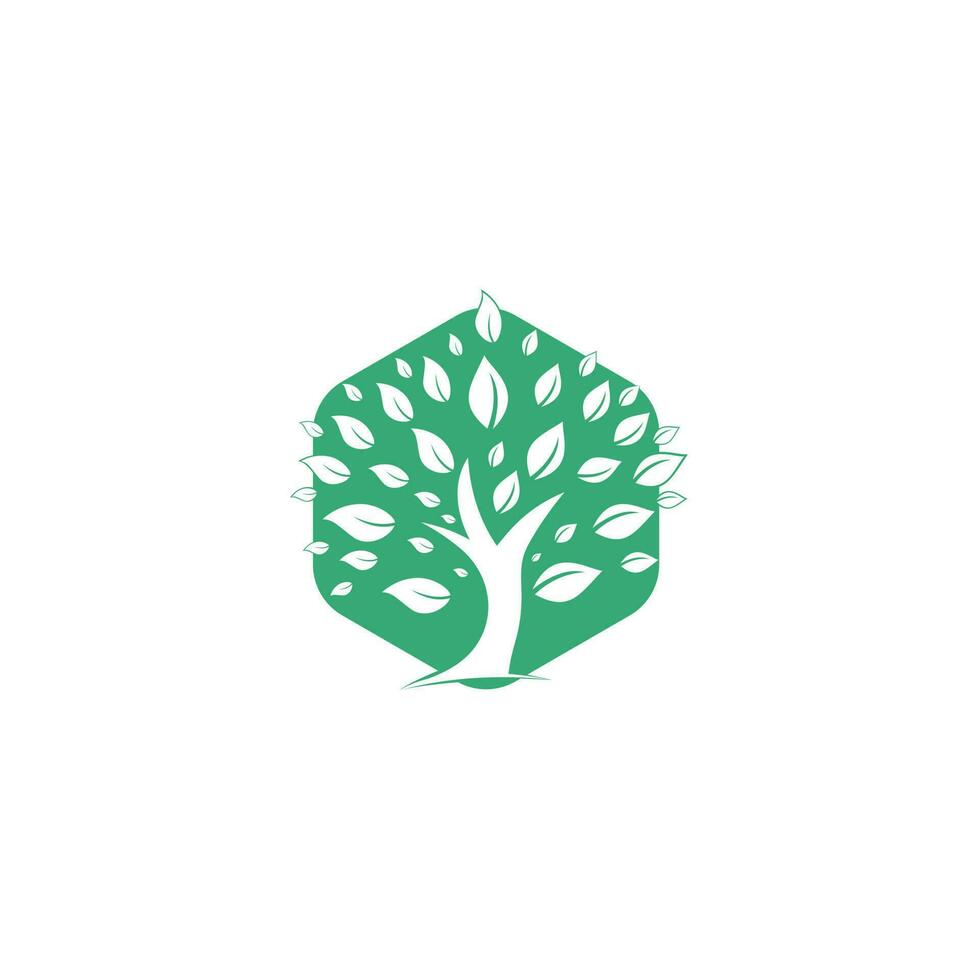 Green tree logo design. Abstract organic element vector design. Ecology Happy life Logotype concept icon.
