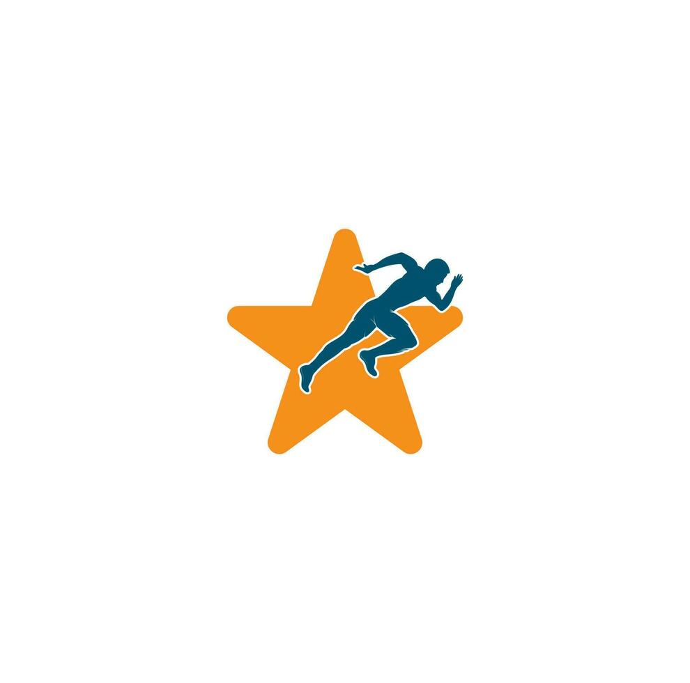 Running and Marathon star shape concept Logo Vector Design. Running man vector symbol. Sport and competition concept.