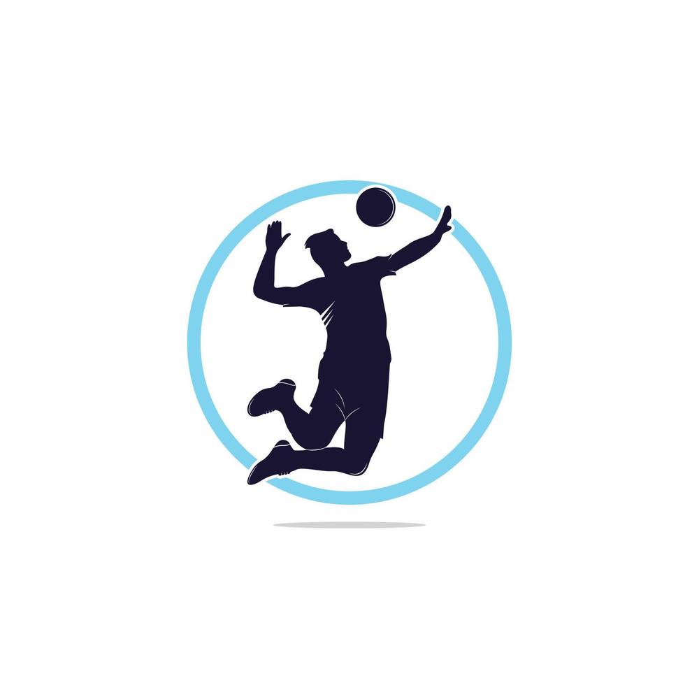 volleyball player logo.Abstract volleyball player jumping from a splash. Volleyball player serving ball. vector