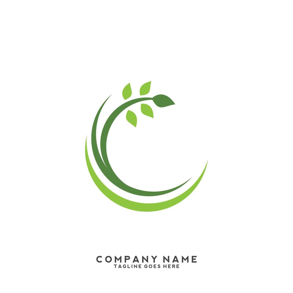 Green leaves logo. plant nature eco garden stylized icon vector botanical.