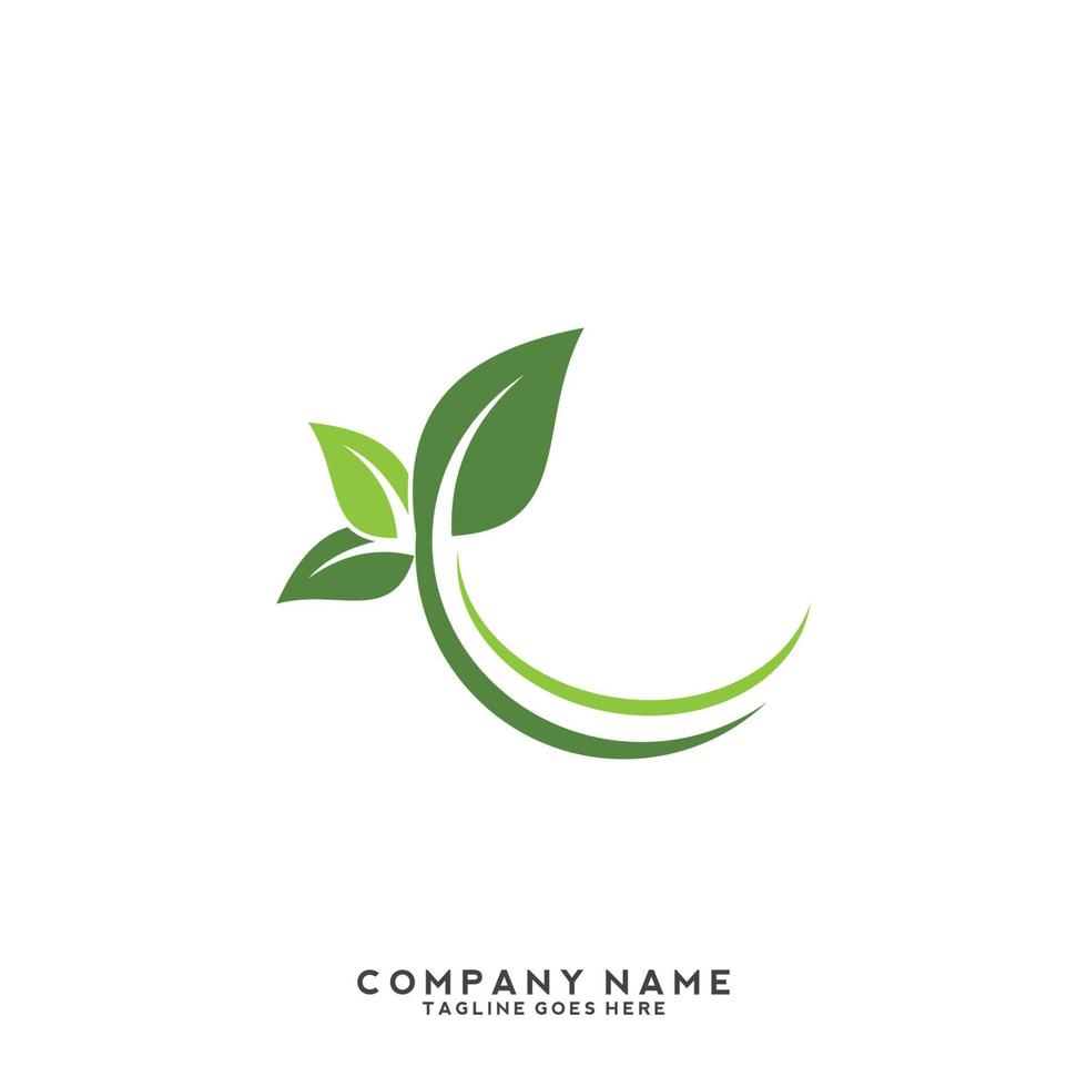 Green leaves logo. plant nature eco garden stylized icon vector botanical.