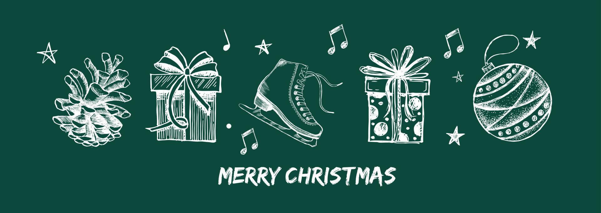 Merry Christmas set. Hand drawn illustration. vector