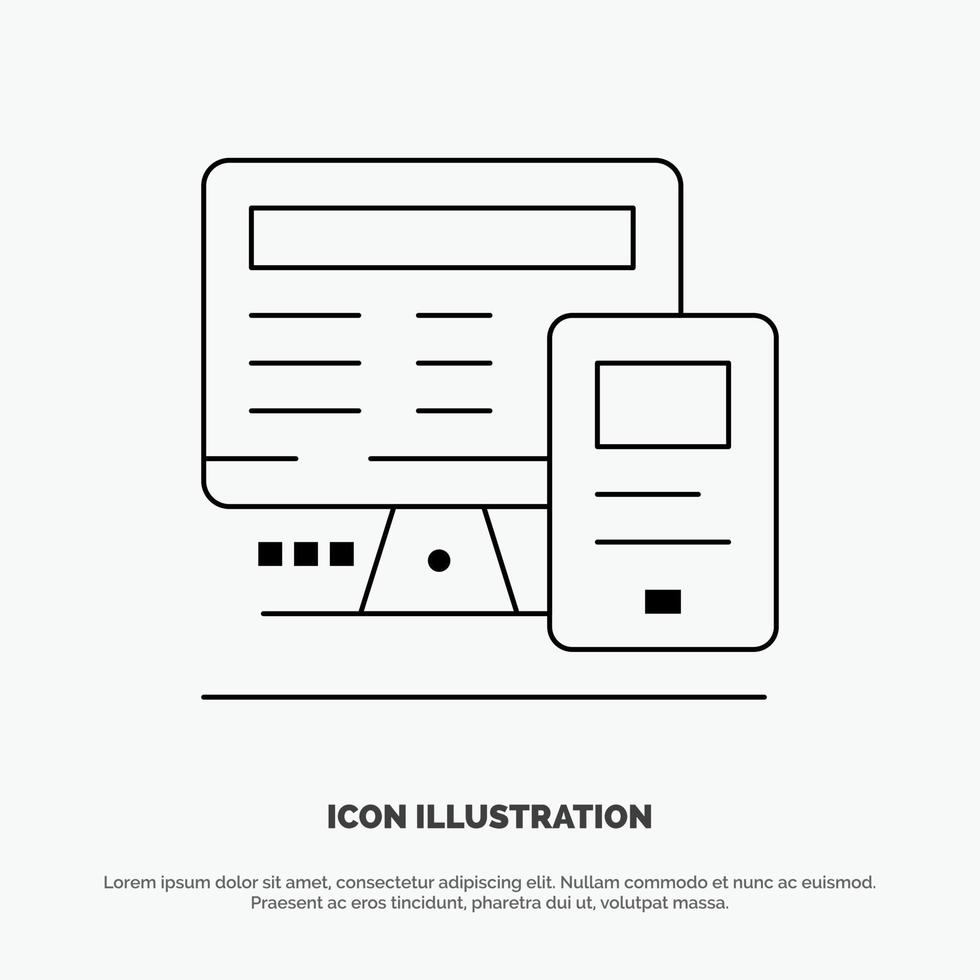 Computer Monitor Education Calculate Vector Line Icon