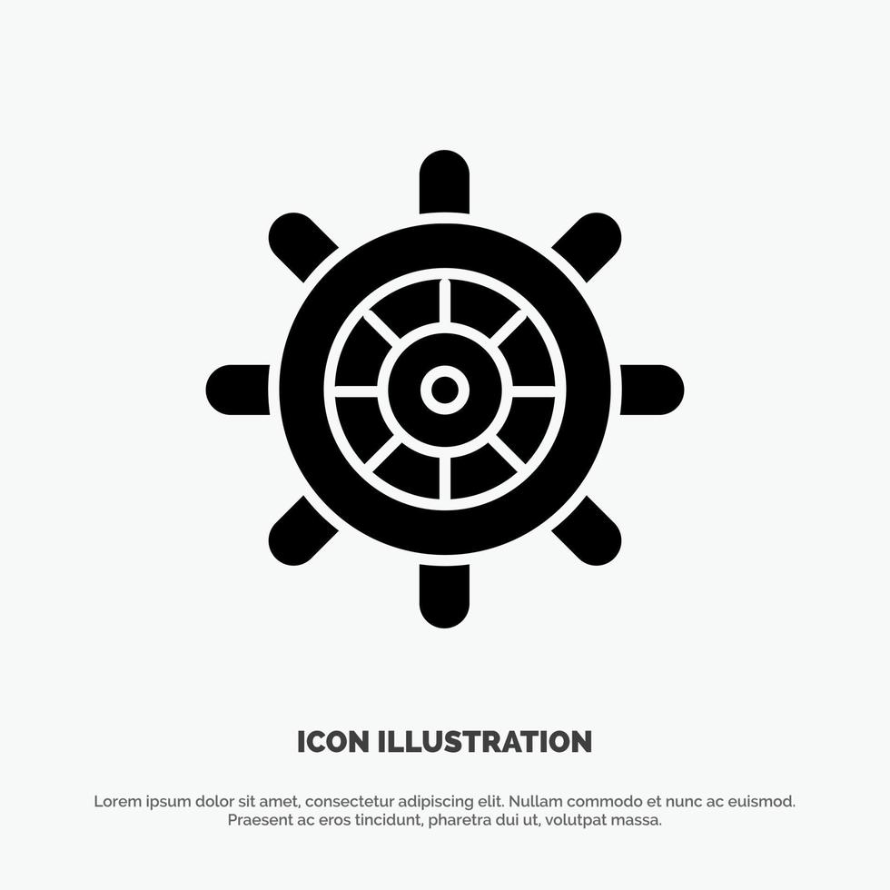 Boat Ship Wheel solid Glyph Icon vector