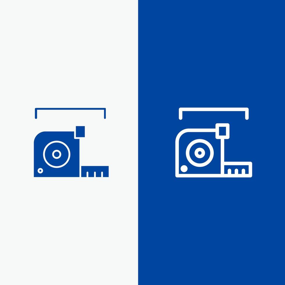 Measure Measurement Meter Roulette Ruler Line and Glyph Solid icon Blue banner Line and Glyph Solid icon Blue banner vector