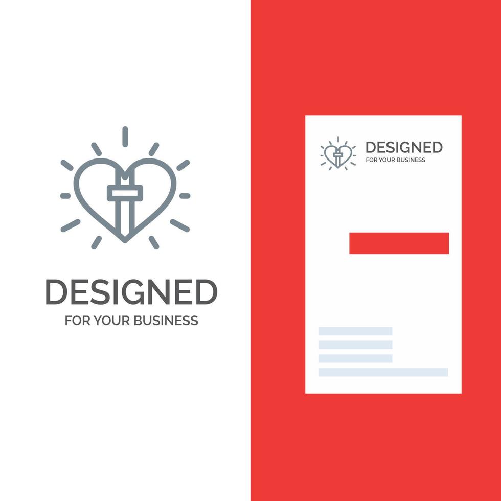diseño de logotipo gris de pascua cristiana de celebración de corazón de amor y plantilla de tarjeta de visita vector