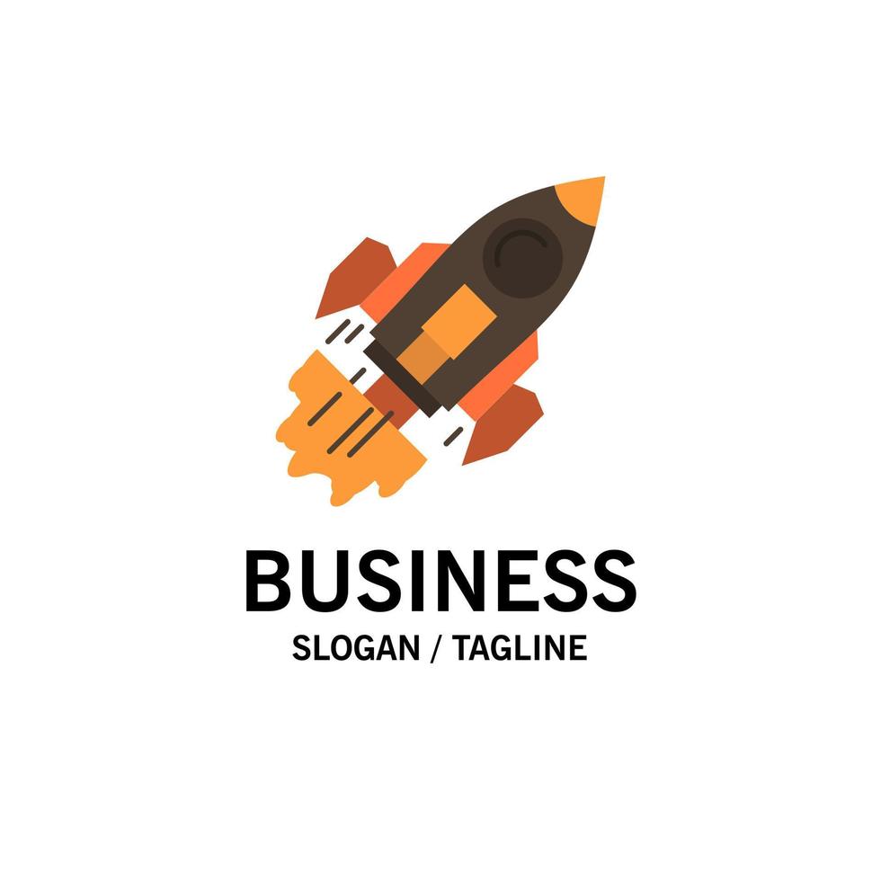 Startup Business Goal Launch Mission Spaceship Business Logo Template Flat Color vector