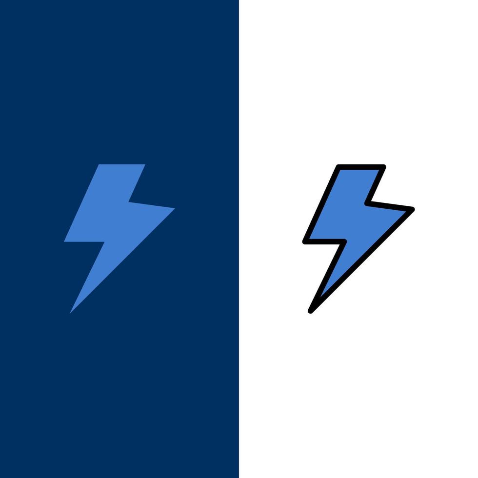 Power Charge Electric  Icons Flat and Line Filled Icon Set Vector Blue Background