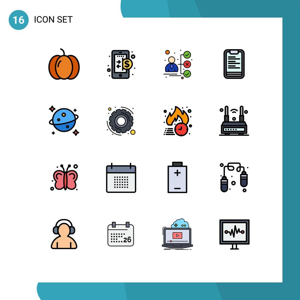 Stock Vector Icon Pack of 16 Line Signs and Symbols for saturn motivation briefcase board clipboard Editable Creative Vector Design Elements