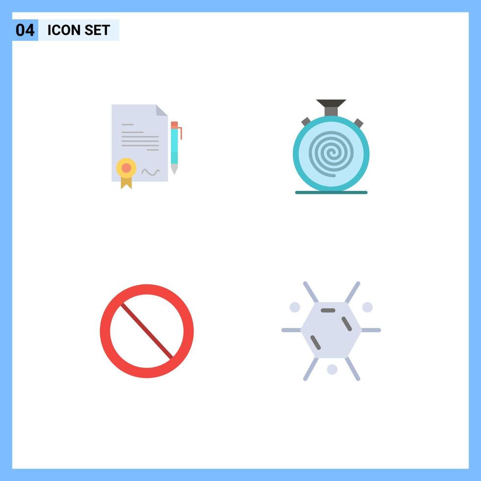 Modern Set of 4 Flat Icons Pictograph of agrement interface deal flow prohibited Editable Vector Design Elements