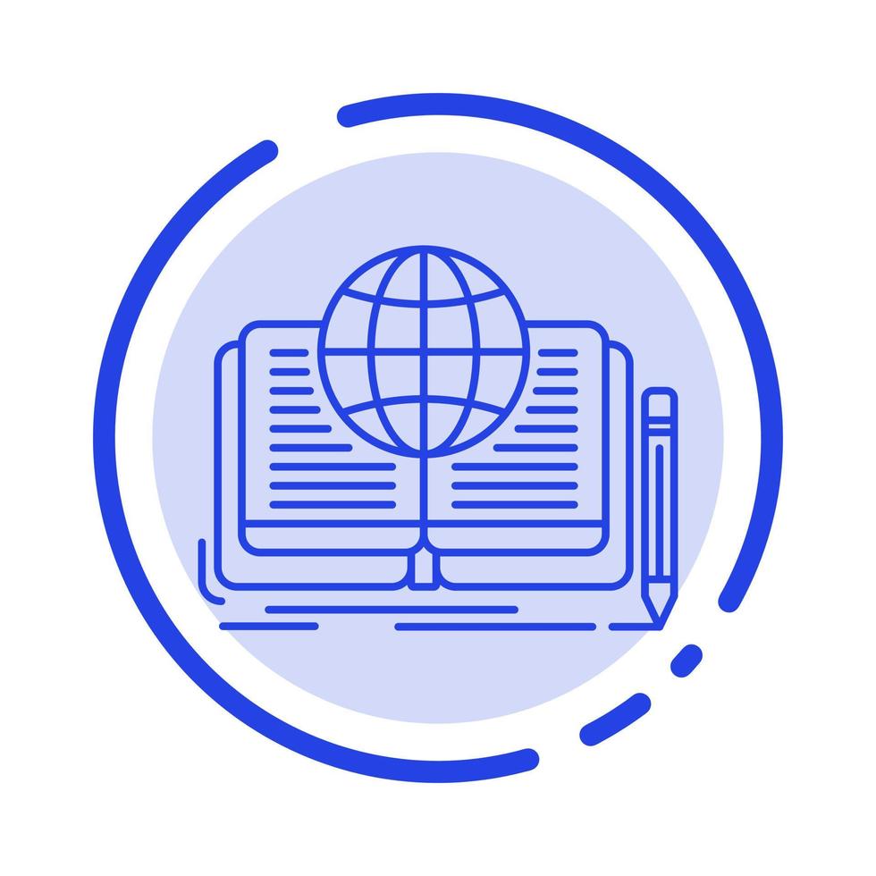 Writing Novel Book Story Theory Blue Dotted Line Line Icon vector