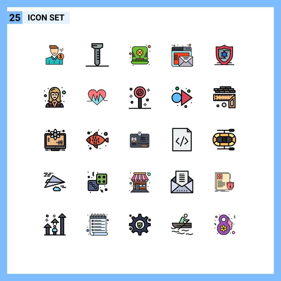 Set of 25 Modern UI Icons Symbols Signs for online email spike browser leprechaun Editable Vector Design Elements