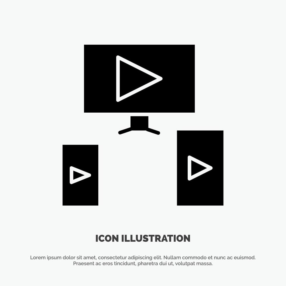 vector de icono de glifo sólido de diseño de video de computadora