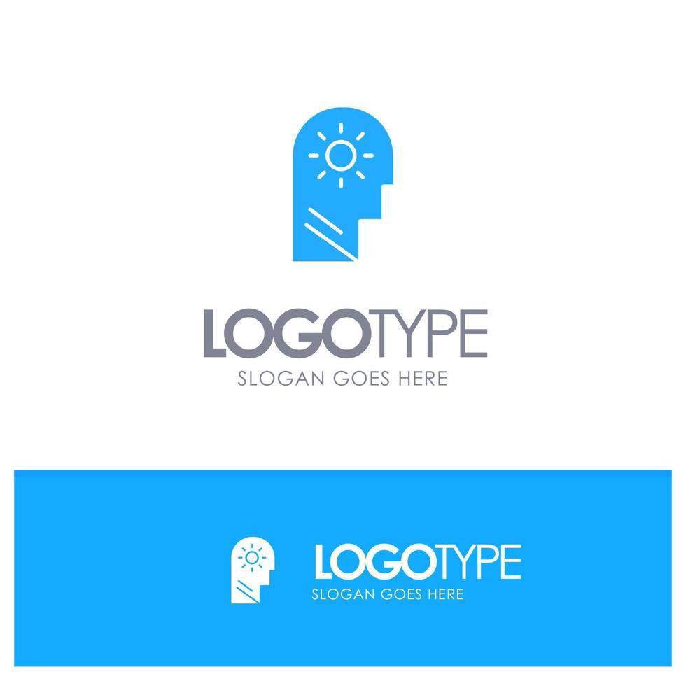 Brain Control Mind Setting Blue Solid Logo with place for tagline vector