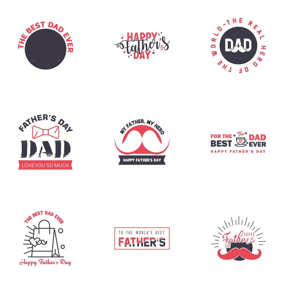 Love You Papa Card Design for Happy Fathers Day Typography Collection 9 Black and Pink Design Editable Vector Design Elements