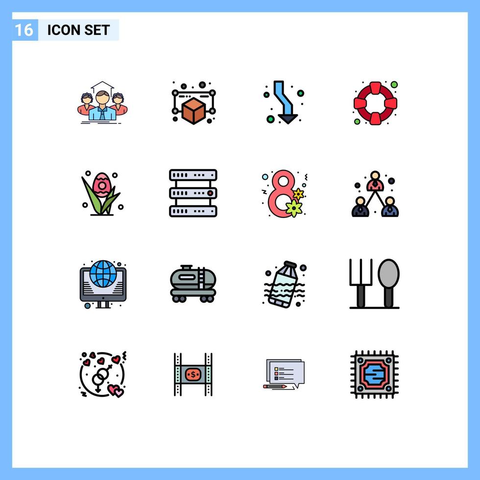 16 User Interface Flat Color Filled Line Pack of modern Signs and Symbols of egg safety point help direction Editable Creative Vector Design Elements