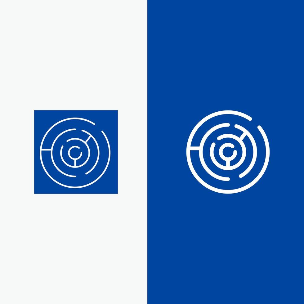 Circle Circle Maze Labyrinth Maze Line and Glyph Solid icon Blue banner Line and Glyph Solid icon Blue banner vector