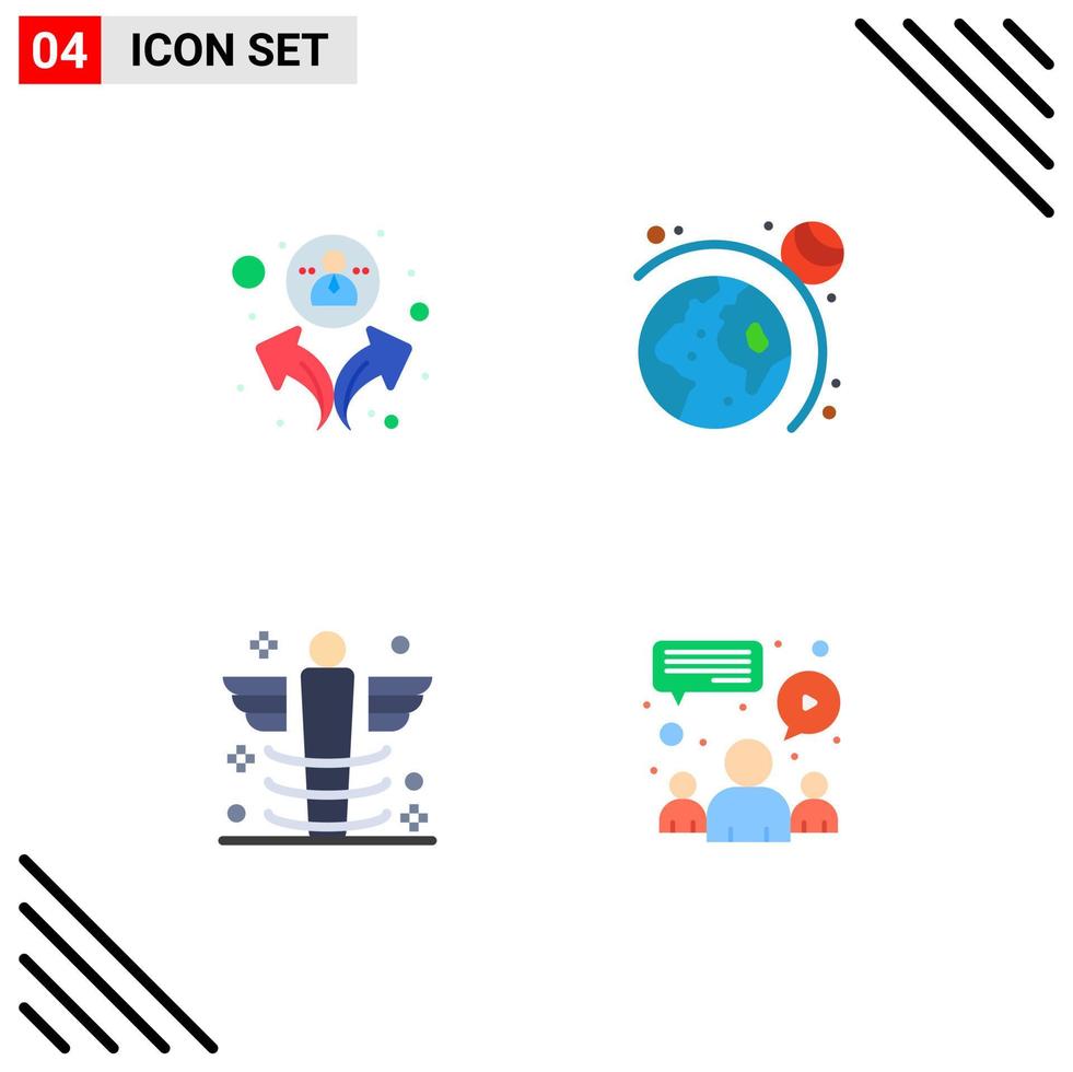 Pictogram Set of 4 Simple Flat Icons of group medical astronomy care chat Editable Vector Design Elements