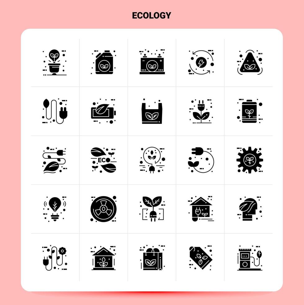 conjunto de iconos de ecología sólido 25 diseño de estilo de glifo vectorial conjunto de iconos negros diseño de ideas de negocios web y móvil ilustración vectorial vector