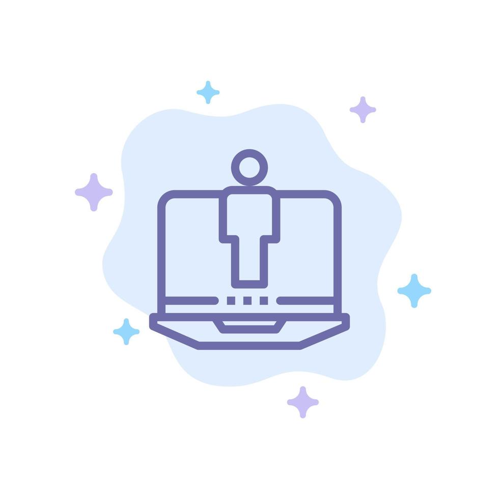 Laptop Computer Hardware Service Blue Icon on Abstract Cloud Background vector