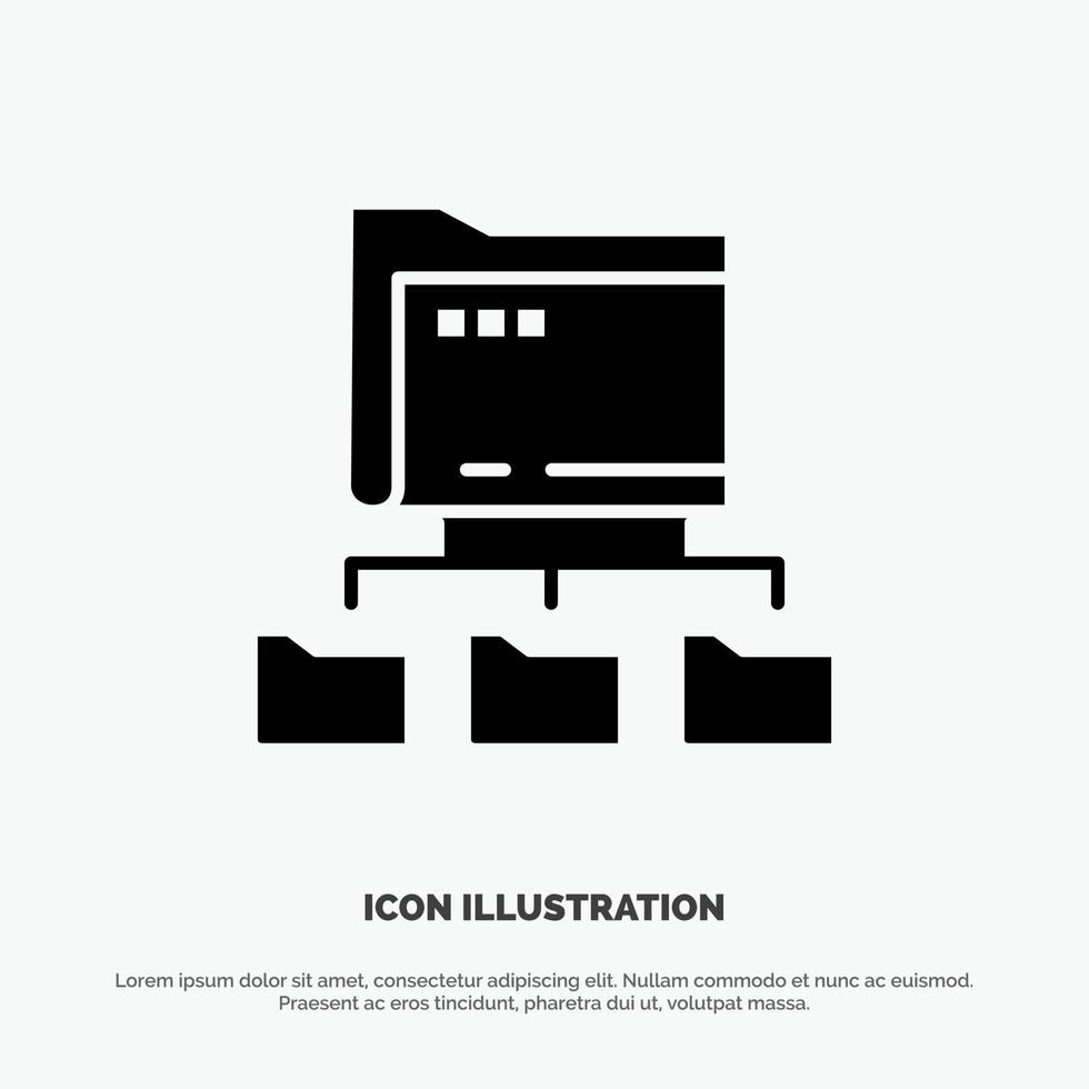 Folder Folders Network Computing Solid Black Glyph Icon vector