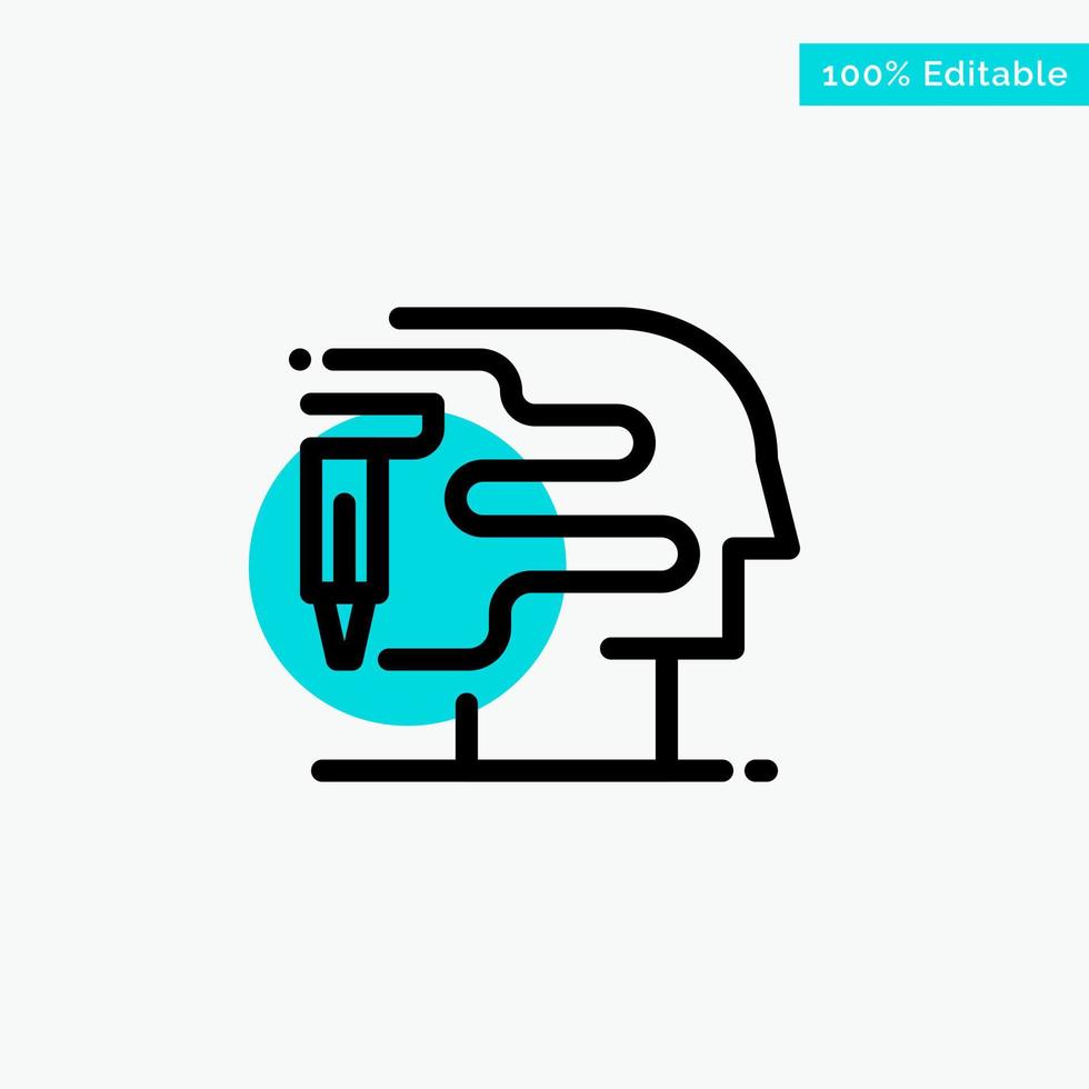 Human Printing Big Think turquoise highlight circle point Vector icon