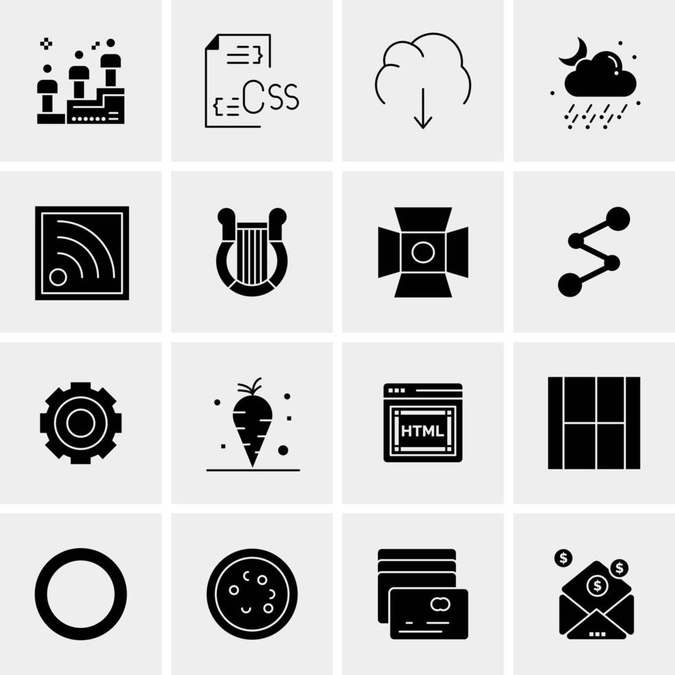 16 iconos universales de negocios vector ilustración de icono creativo para usar en proyectos relacionados con la web y dispositivos móviles