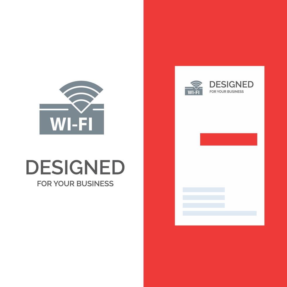 Hotel Wifi Service Device Grey Logo Design and Business Card Template vector