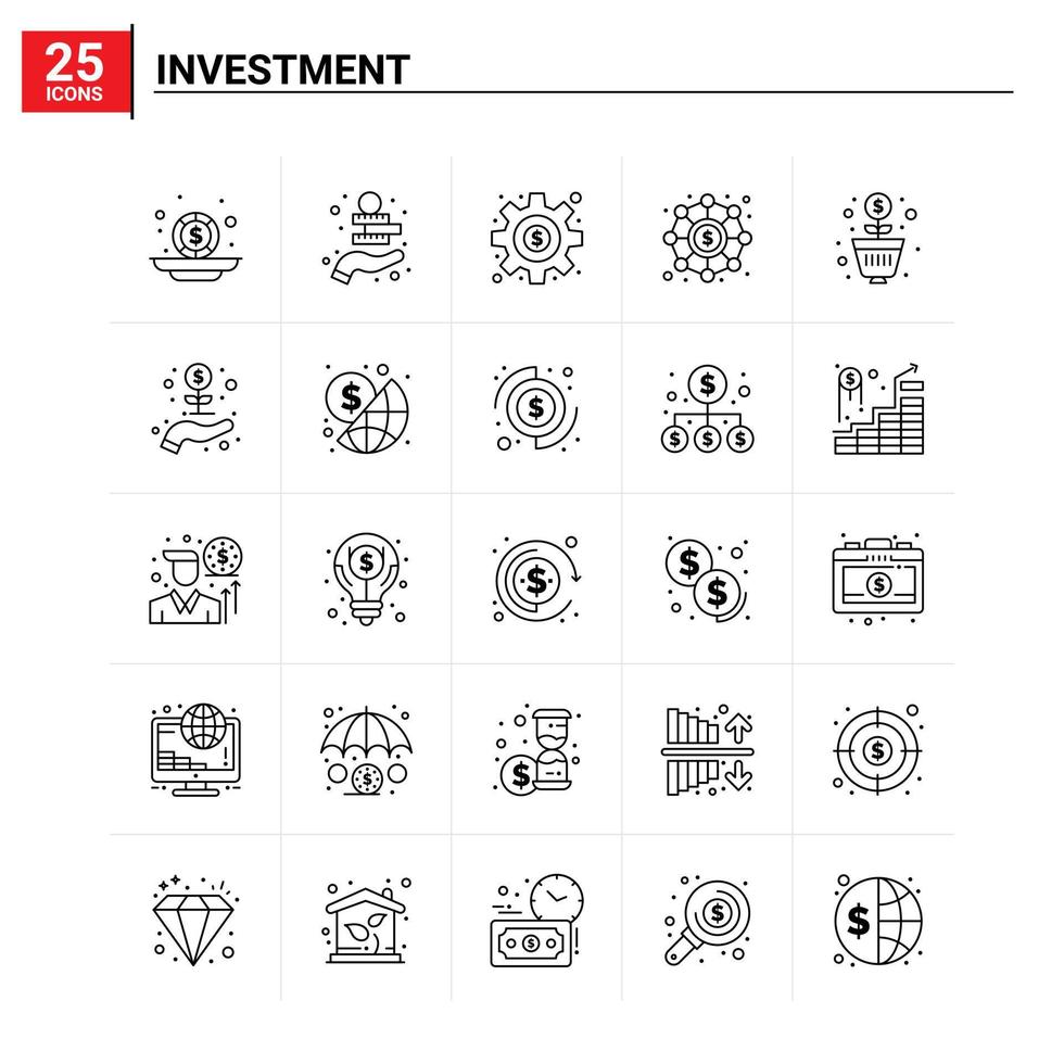 25 Investment icon set vector background