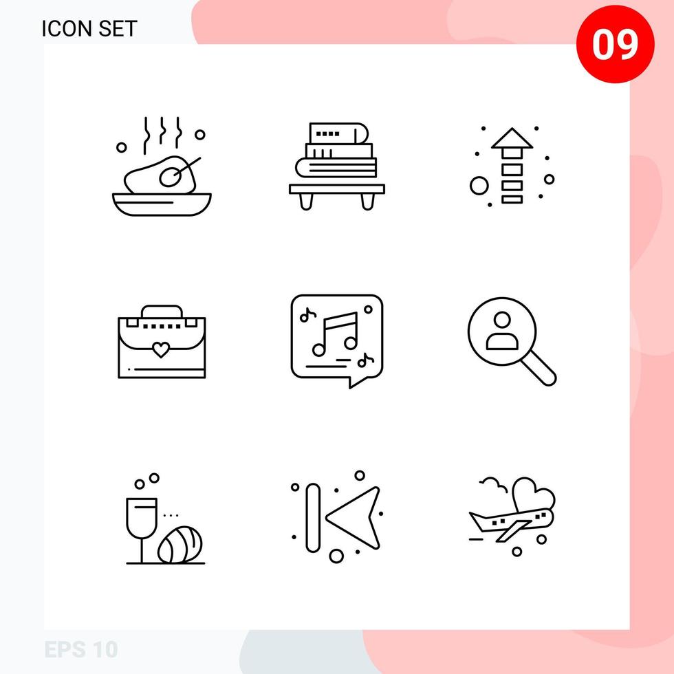 Vector Pack of 9 Icons in Line Style Creative Outline Pack isolated on White Background for Web and Mobile Creative Black Icon vector background