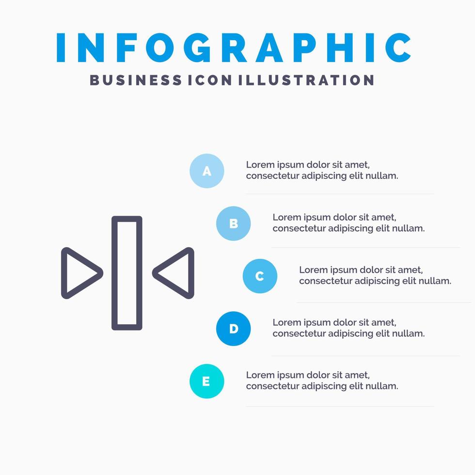 Play Pause Back Media Line icon with 5 steps presentation infographics Background vector