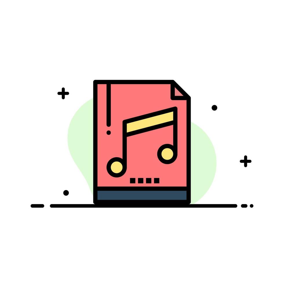 Audio Computer File Mp3 Sample  Business Flat Line Filled Icon Vector Banner Template