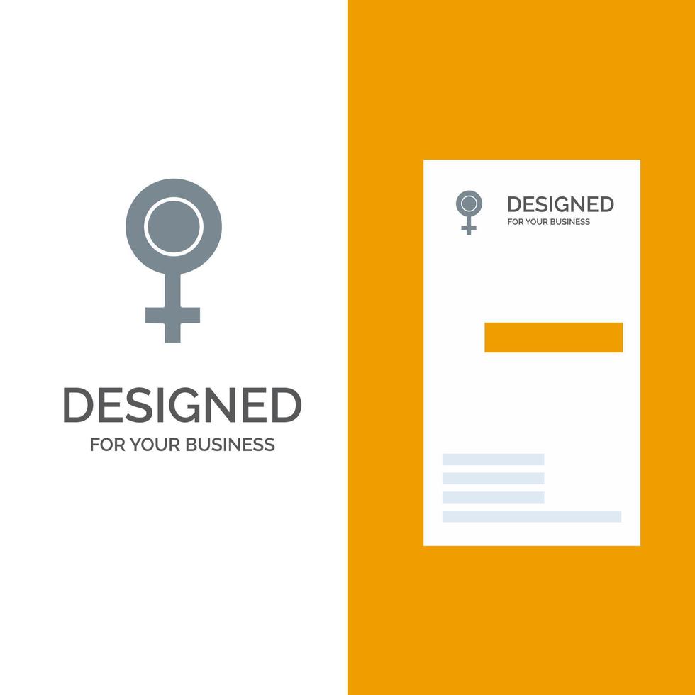 Female Symbol Gender Grey Logo Design and Business Card Template vector