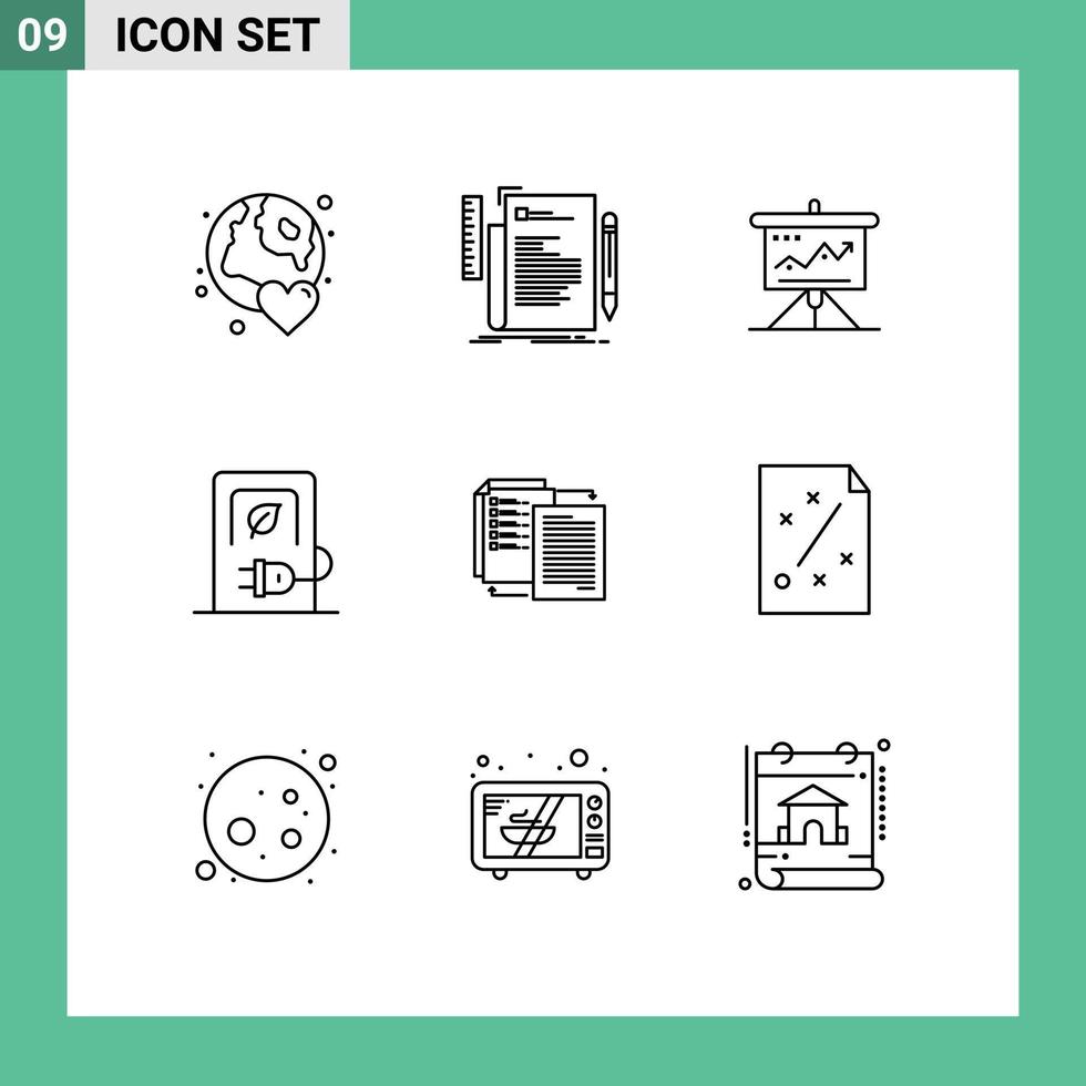 Pictogram Set of 9 Simple Outlines of car success programming solution challenge Editable Vector Design Elements