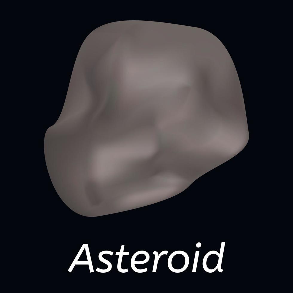 Space asteroid icon, realistic style vector