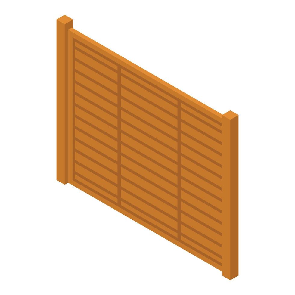 Wood fence icon, isometric style vector