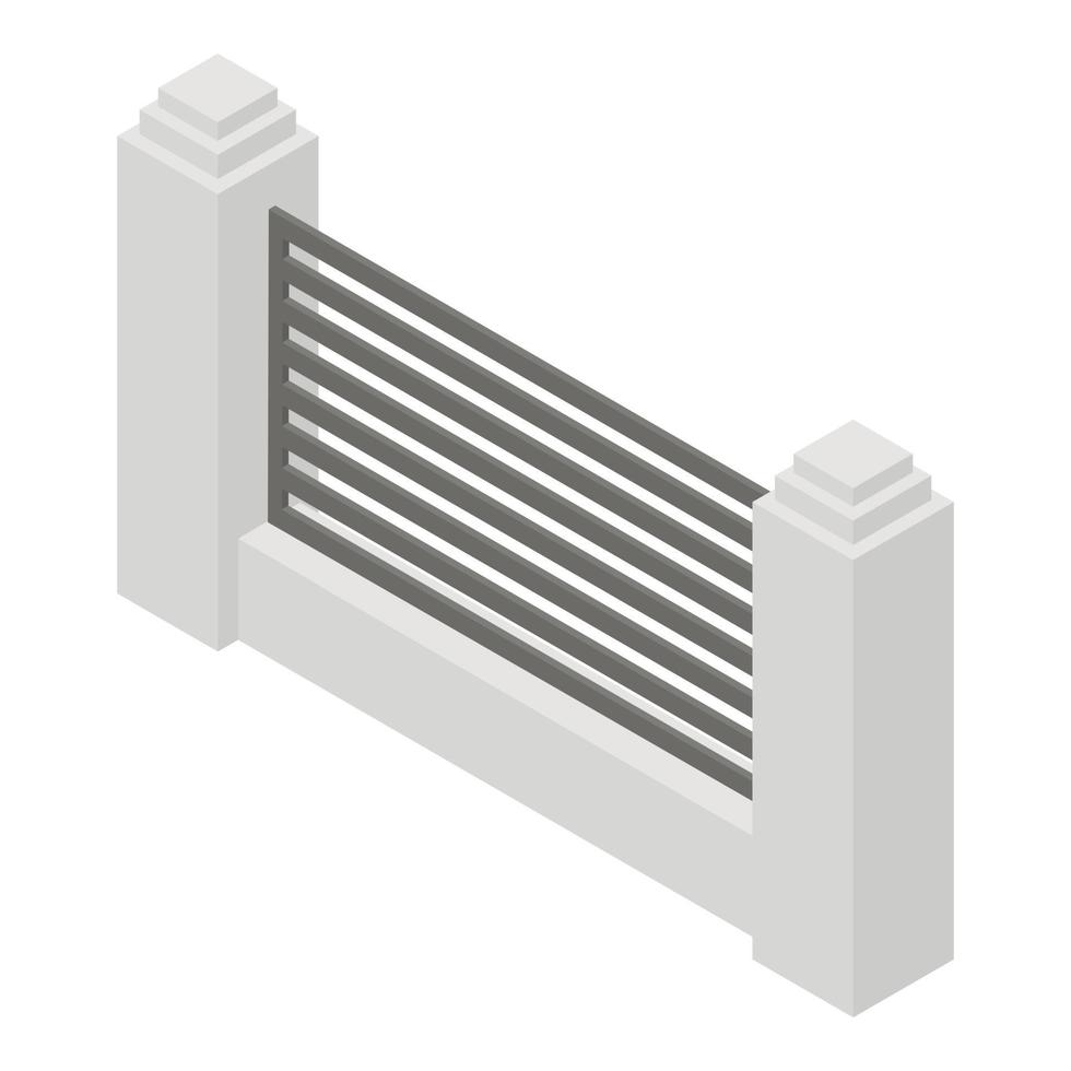 White modern fence icon, isometric style vector
