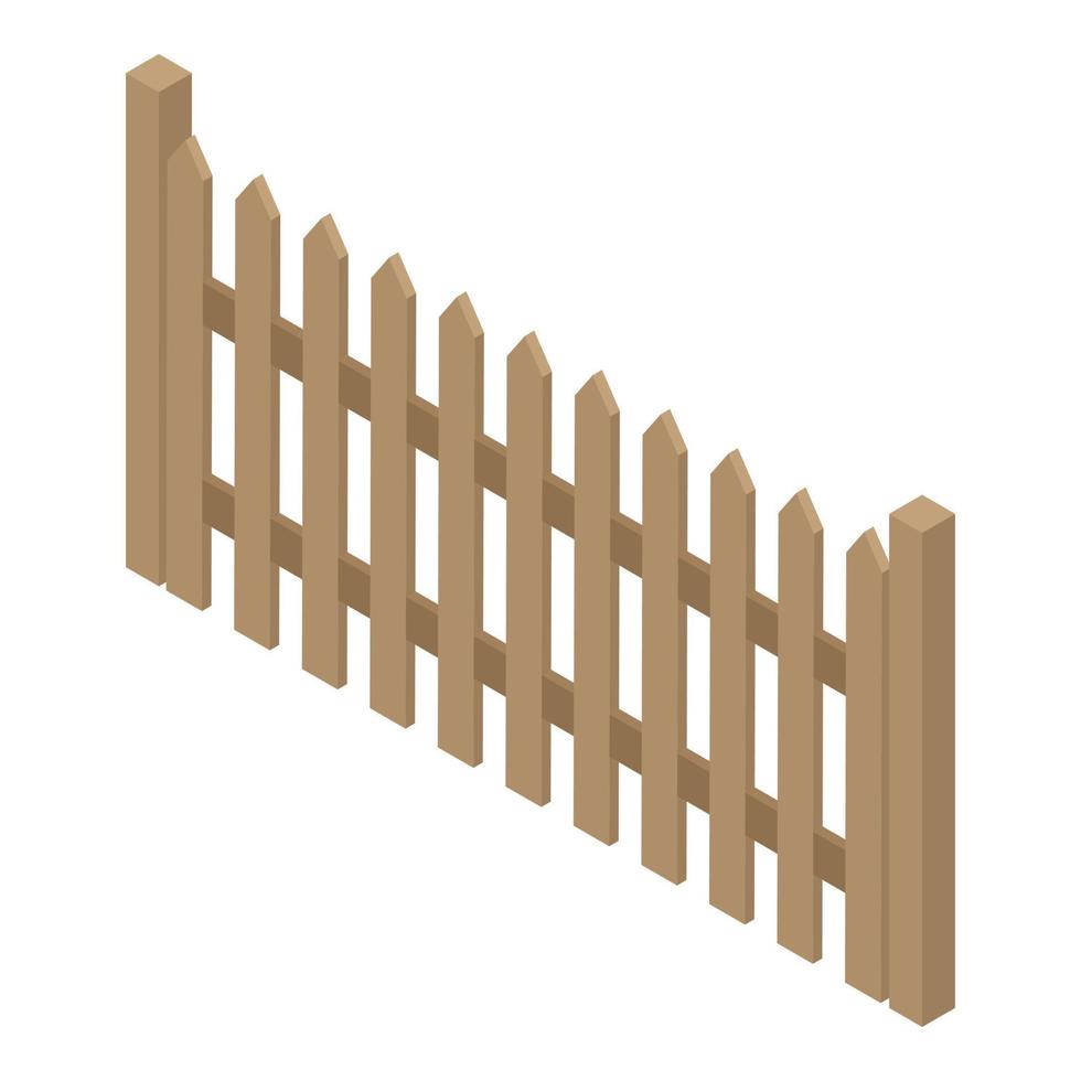 Traditional wood fence icon, isometric style vector